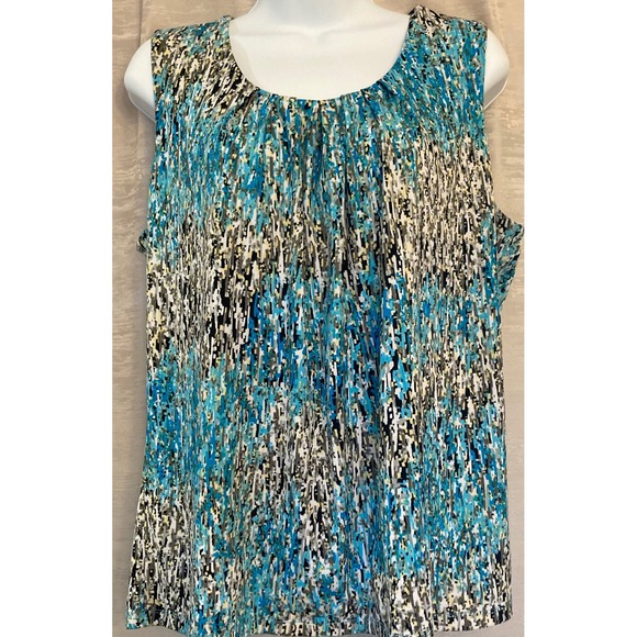 Kasper Separates Sleeveless Blouse Top Women's L Blue Abstract Print - Picture 1 of 7